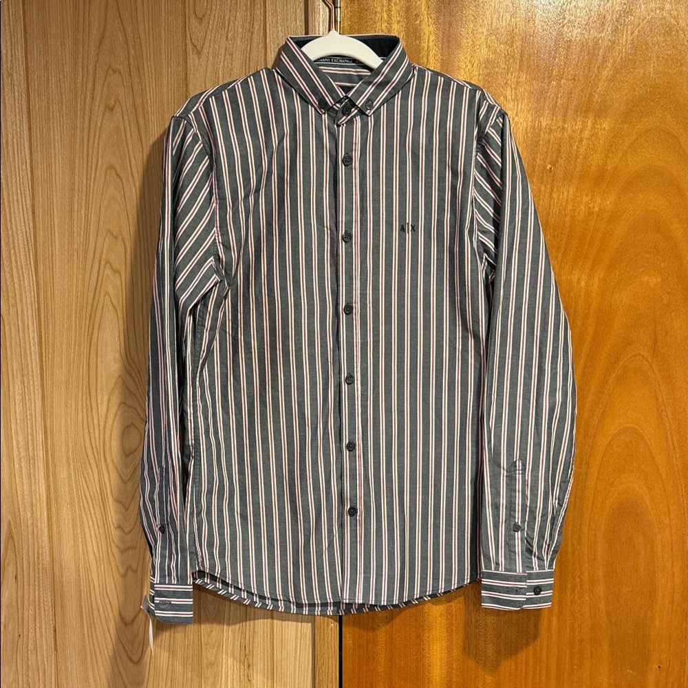 Armani Exchange Black and White Striped Shirt